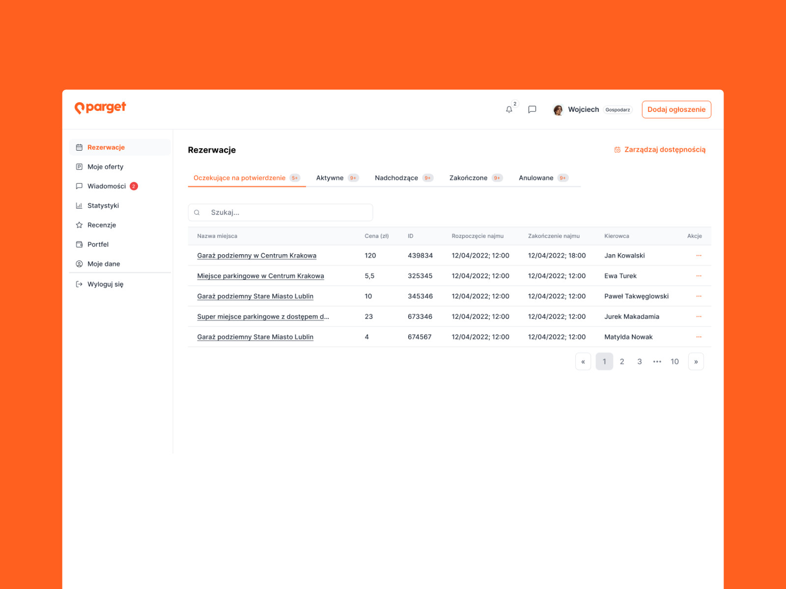 Śledź liczbę rezerwacji